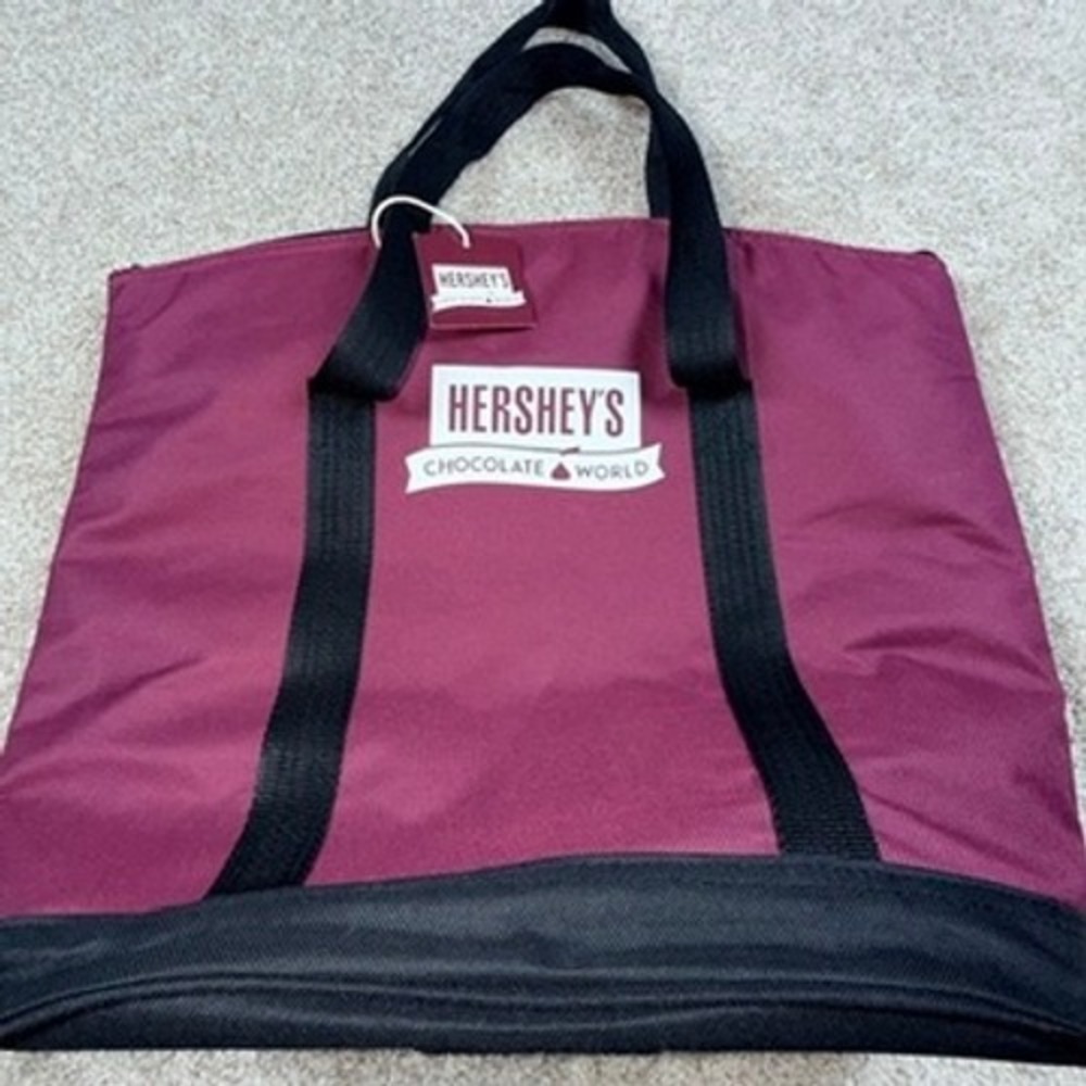 Hersheys Chocolate World Insulated Tote Bag Burgundy Black Large Cooler Bag NWT